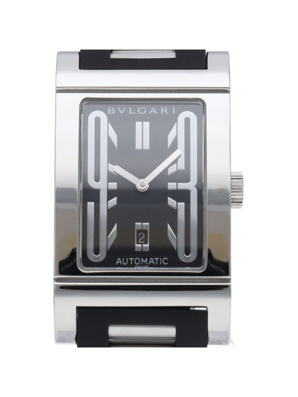 Bvlgari Rettangolo Watch SS Rubber Black